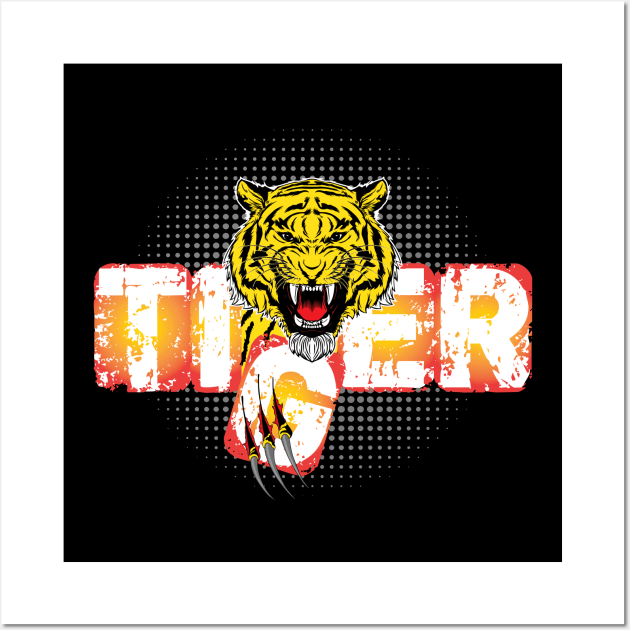 Angry Tiger Wall Art by anbartshirts